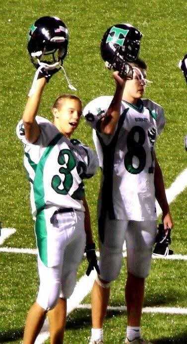 Kory Wiita and Andrew Kronenberger as high school football teammates